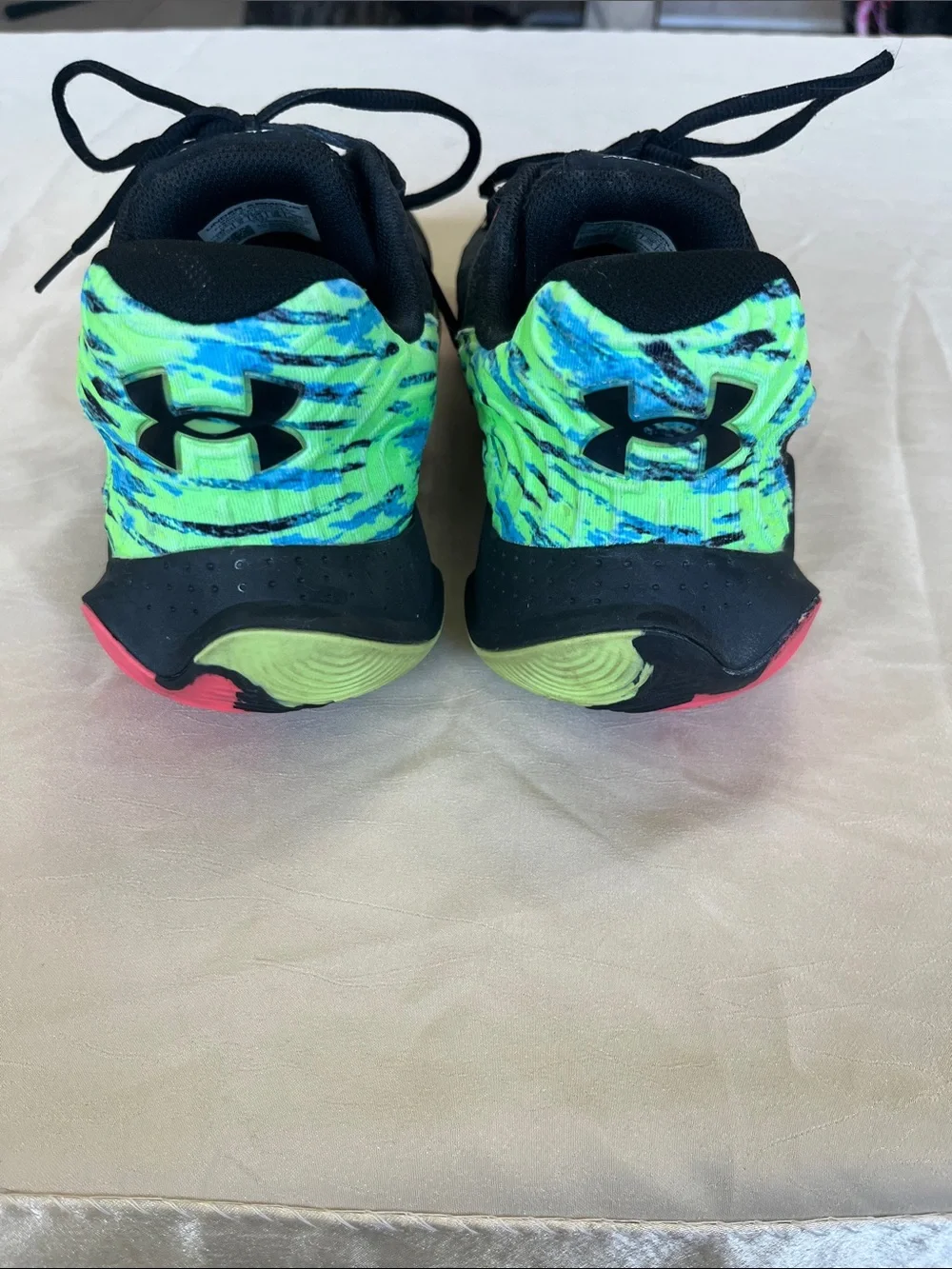 Under Armour Black and Neon Green Athletic Shoe (Men's Size 10)